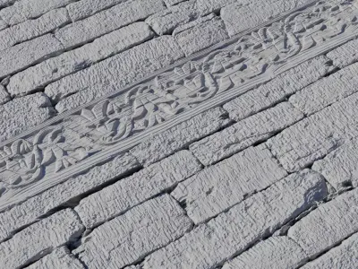 Ancient Temple Stone Wall With Ornamental Carved Band Texture