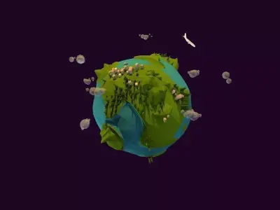 Low Poly Earth Game Ready UVW Low-poly 3D model