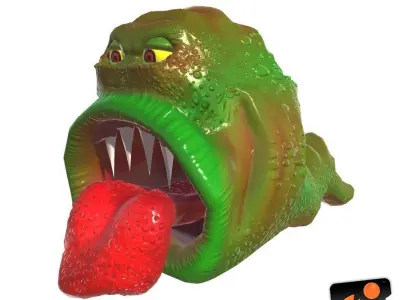 Muncher - Alien Worm Low-poly 3D model