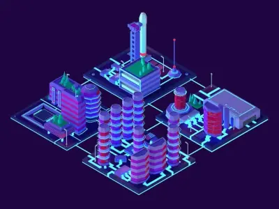 Cartoon Low Poly Sci-Fi Space City Pack Low-poly 3D model