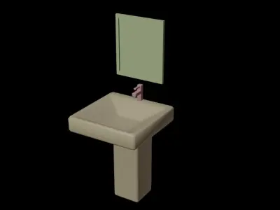 Sink And Mirror Low-poly 3D model