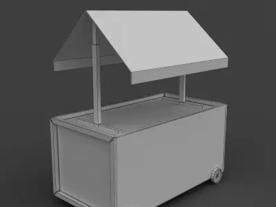 3d cart wooden with roof 3D model