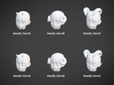 Customize Child Base Mesh-Anime Style Low-poly 3D model