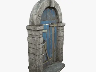 Medieval Wooden Door Low-poly 3D model