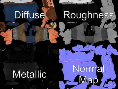 Casual Bearded Man Character  Rigged and Animated Low-poly 3D model