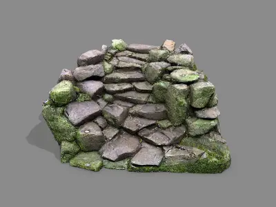 Mossy Rock Stairs Low-poly 3D model purchase