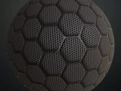 Hexagonal Metal Grille PBR Seamless Texture