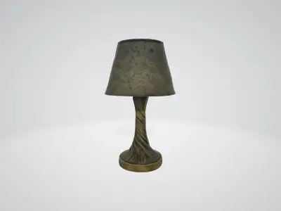 Sculpted Carved Wooden Lamp 3D model