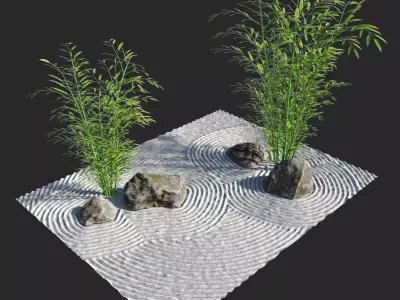 Lowpoly Japanese Rock Zen Garden 06 - PBR Low-poly 3D model