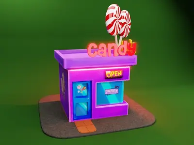 Candy Shop hand painted Blender Low-poly 3D model