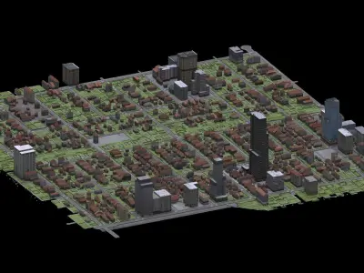  City Cityscape Landscape Urban Block Street Architectural 01 Low-poly 3D model