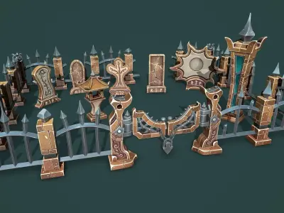 Fantasy cemetery 2 Low-poly 3D model