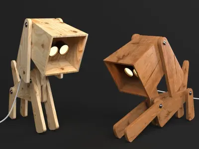 Puppys Adjustable Wooden Table Lamp 3D Model Pack