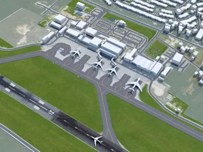 Sarajevo Airport 10km Low-poly 3D model