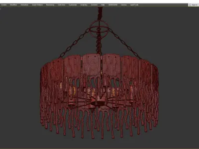 SPRING chandelier with clear glass and brass Low-poly 3D model