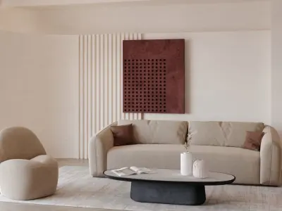 Contemporary Living Room 02 3D model