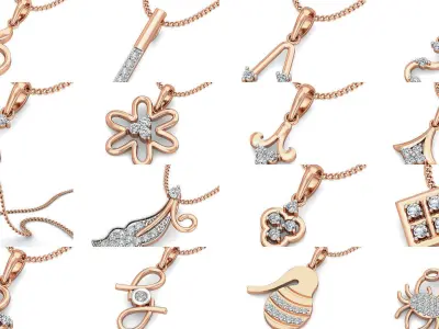 153 Light wt Diamond Charms Pendant 3dm stl render Detail 3D Model Pack