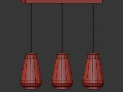 CEILING LIGHT HUDSON DROP SHAPE 3 PENDANTS 3D model