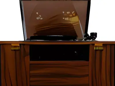 MidCentury Modern Record Player Console Low-poly 3D model