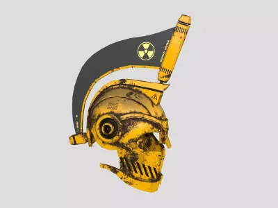 SciFi Spartan Helmet 05 Yellow Security - Character Design Low-poly 3D model