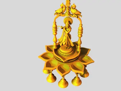 oil lamp krishna 3D model