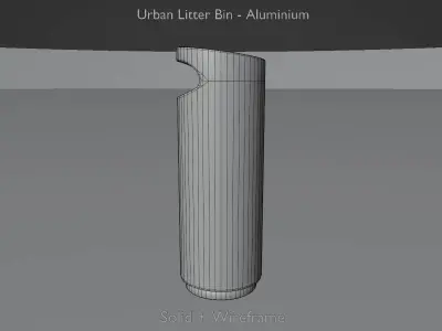 Urban Litter Bin - Aluminium Low-poly 3D model