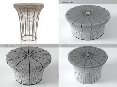 Aram group of different colored wire stools 3D model