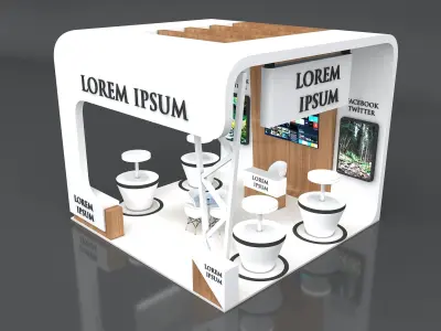 Exhibition Stand Booth Stall 6x6m Height 500cm 3 Side Open 3D model