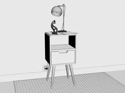 Bedside Table - Set Decoration Bedroom 03 3D model