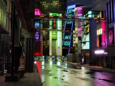 Neon Street 3D model  3D model