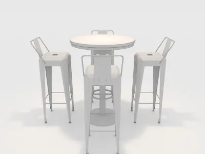 Bar Table And Chair 10 Low-poly 3D model