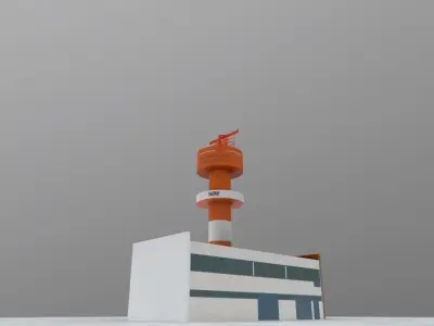 EDDH Radar Tower Low-poly 3D model