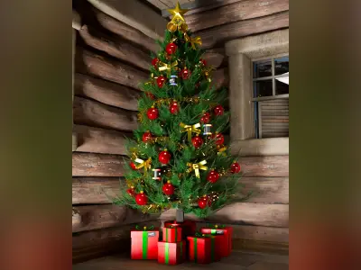 Christmas Tree and Green-Snow Garlands - PBR 4K-8K 3D Model Pack