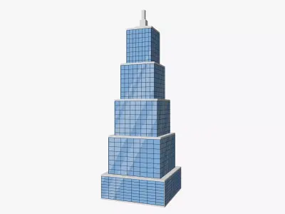 Cartoon skyscraper building 5 Low-poly 3D model