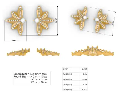 Half Flower Earring 3D print model
