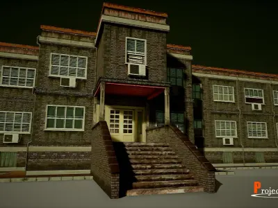 UE4 Modular School Package  Low-poly 3D model