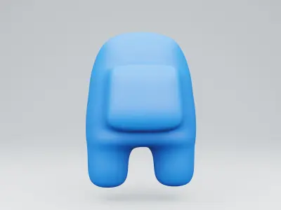 3D render Game Among Us light blue body Free 3D model