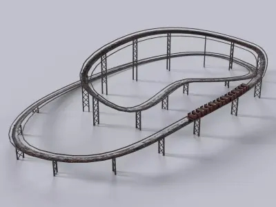 Old Roller Coaster Low-poly 3D model