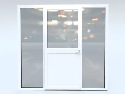 uPVC Composite Door with Window Side Panels Low-poly 3D model