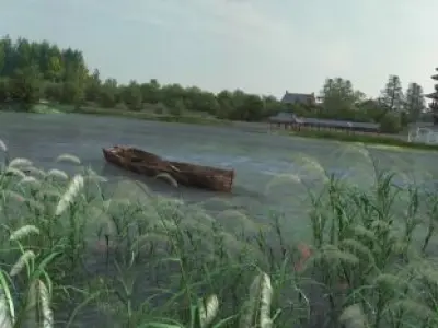 Chinese Creek reed scene watr 3D model