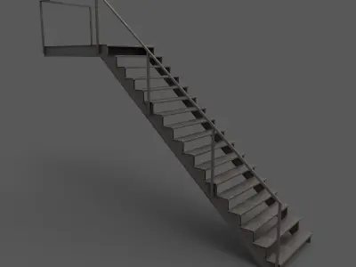 Industrial Stairs Low Poly Low-poly 3D model