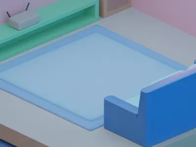 TheRoom Low poly living room with couch and tv Low-poly 3D model