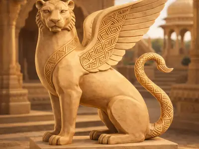 Imperial Winged Lion Guardian  Mythological Fantasy Sculpture 3D print model