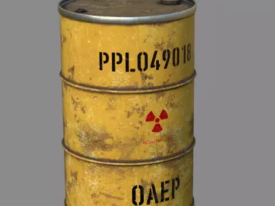 Radioactive waste barrel Low-poly 3D model