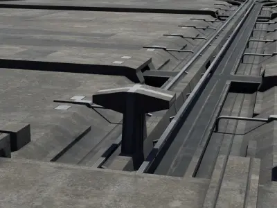 Road segments with crosses Low-poly 3D model