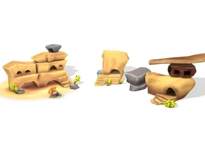 Stylized Rock Pack Low-poly 3D model