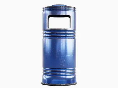 Metal Street Trash Bin 06 Low-poly 3D model
