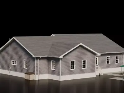 American Cottage House 1 - Empty Interior Low-poly 3D model