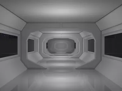 Sci Fi Corridor Low-poly 3D model 9