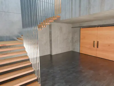 Concrete Interior - Modern Minimalist Hall Low-poly 3D model